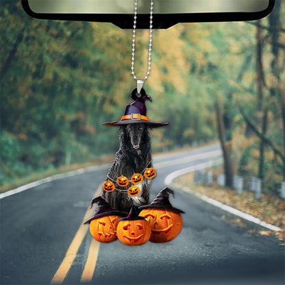 Borzoi Dog Halloween Pumpkin Scary Car Ornament OO1283