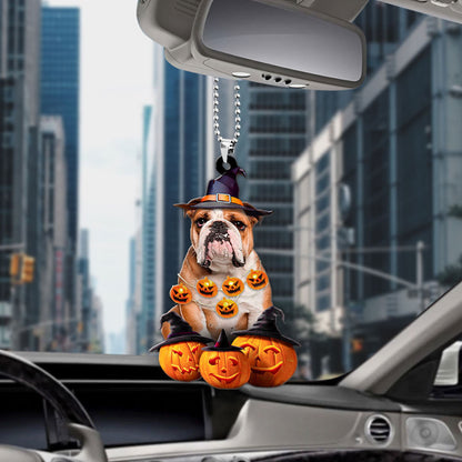 Bulldog Halloween Pumpkin Scary Car Ornament OO1287