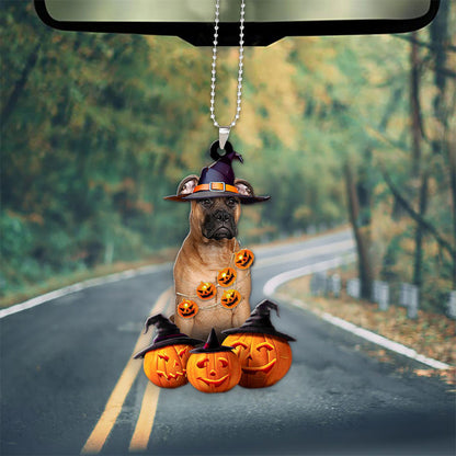 Bullmastiff Dog Halloween Pumpkin Scary Car Ornament OO1288