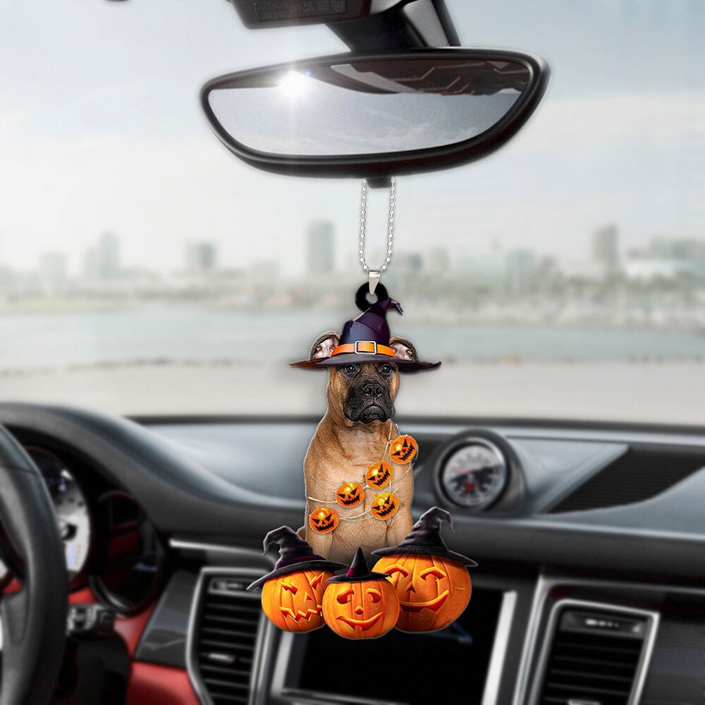 Bullmastiff Dog Halloween Pumpkin Scary Car Ornament OO1288