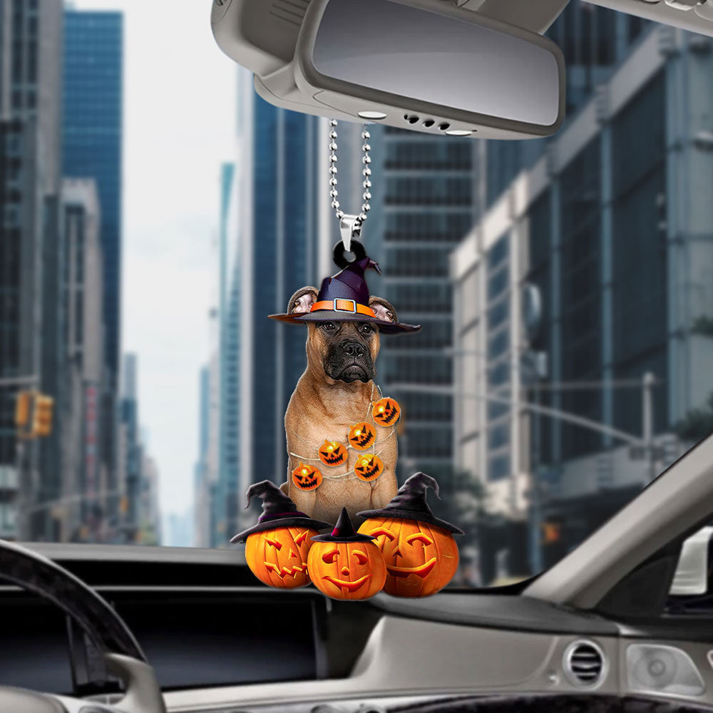 Bullmastiff Dog Halloween Pumpkin Scary Car Ornament OO1288