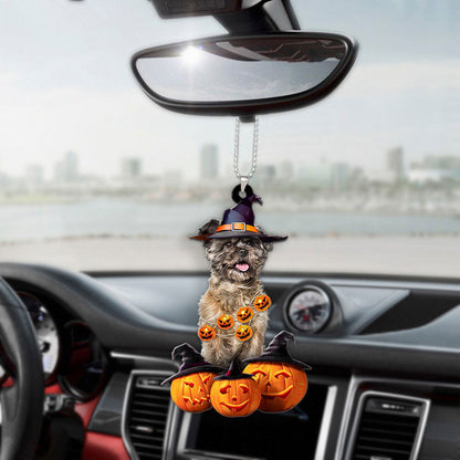 Cairn Terrier Dog Halloween Pumpkin Scary Car Ornament OO1289