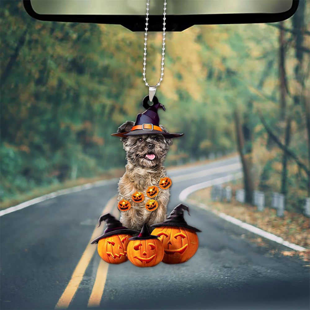 Cairn Terrier Dog Halloween Pumpkin Scary Car Ornament OO1289