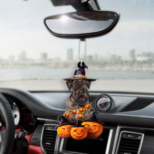 Cesky Terrier Dog Halloween Pumpkin Scary Car Ornament OO1293