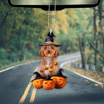 Cockapoo Dog Halloween Pumpkin Scary Car Ornament OO1295