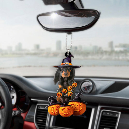 Coonhound Dog Halloween Pumpkin Scary Car Ornament OO1297