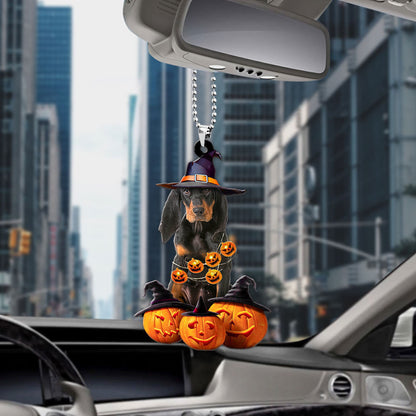 Coonhound Dog Halloween Pumpkin Scary Car Ornament OO1297