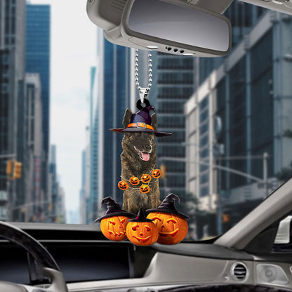 Dutch Shepherd Dog Halloween Pumpkin Scary Car Ornament OO1300