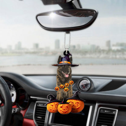 Dutch Shepherd Dog Halloween Pumpkin Scary Car Ornament OO1300