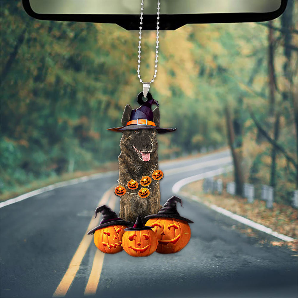 Dutch Shepherd Dog Halloween Pumpkin Scary Car Ornament OO1300