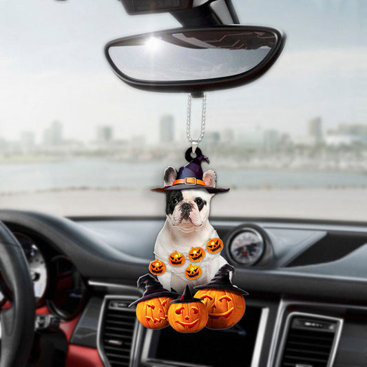 French Bulldog Dog Halloween Pumpkin Scary Car Ornament OO1259