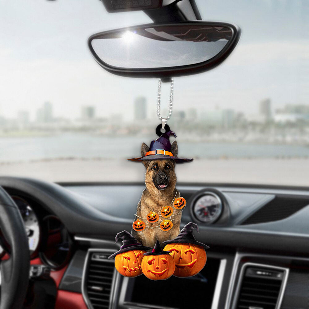 German Shepherd Dog Halloween Pumpkin Scary Car Ornament SO1510