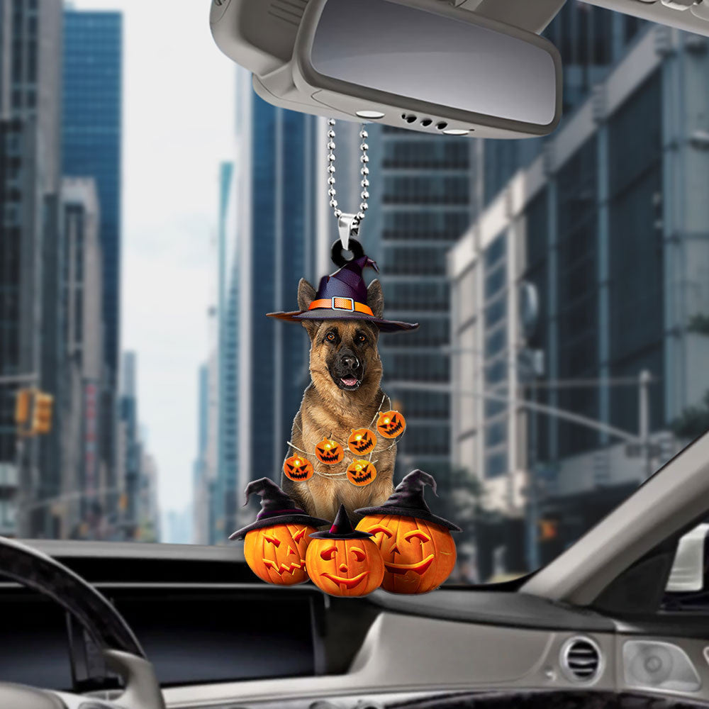 German Shepherd Dog Halloween Pumpkin Scary Car Ornament SO1510