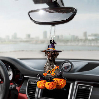 German Shorthaired Pointer Dog Halloween Pumpkin Scary Car Ornament OO1272