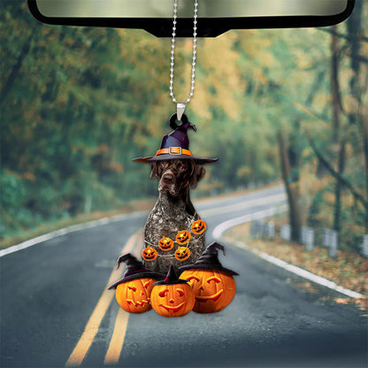 German Shorthaired Pointer Dog Halloween Pumpkin Scary Car Ornament OO1272