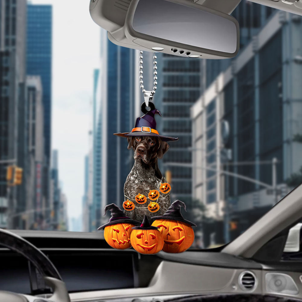 German Shorthaired Pointer Dog Halloween Pumpkin Scary Car Ornament OO1272