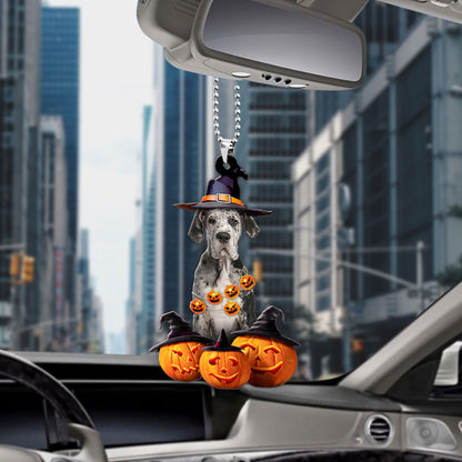 Great Dane Dog Halloween Pumpkin Scary Car Ornament OO1303