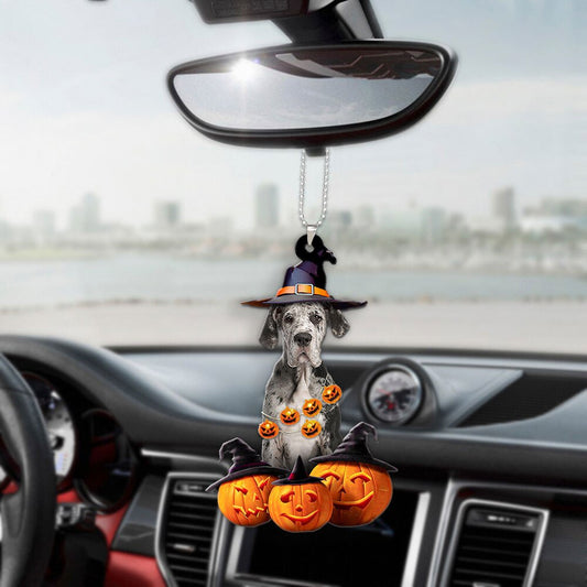 Great Dane Dog Halloween Pumpkin Scary Car Ornament OO1303