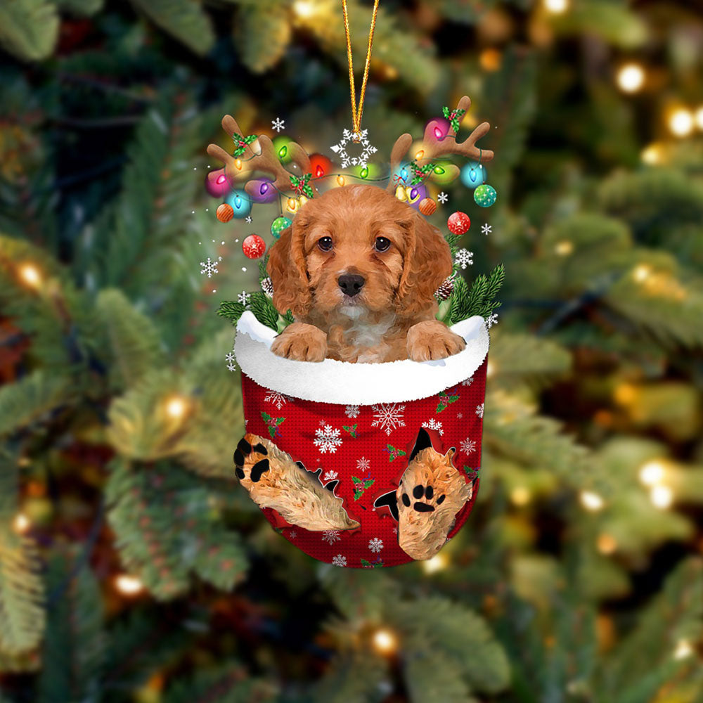 Cavapoo 2 In Snow Pocket Christmas Ornament Flat Acrylic Dog Ornament SO1243