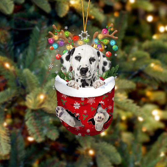 Dalmatian In Snow Pocket Christmas Ornament Flat Acrylic Dog Ornament OO2448