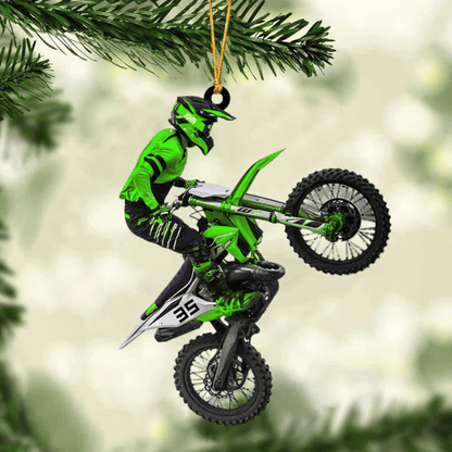 Personalize Motocross Biker Christmas Ornament, Custom Shaped Flat Acrylic Motocross Ornament SO1238