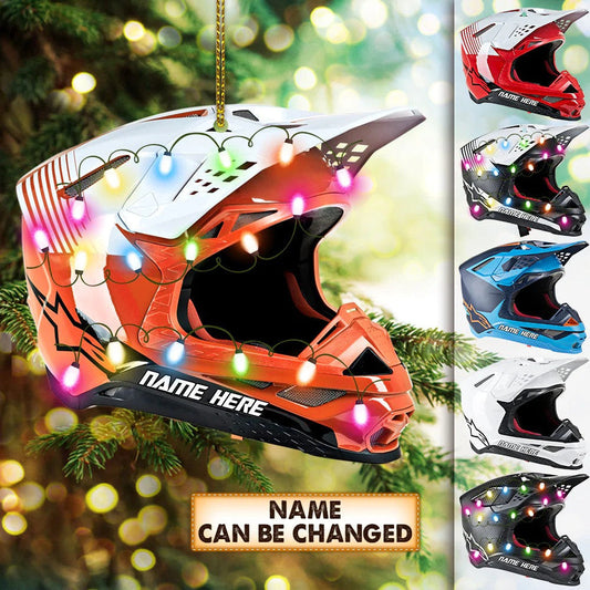 Personalized Motocross Helmet Ornament, Flat Custom Shaped Acrylic Ornament for Motocross Lovers OO2293