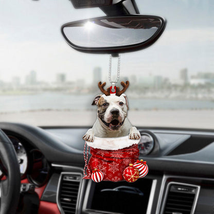 American Bulldog In Snow Pocket Christmas Car Hanging Ornament Lasfour Ornaments OO1191