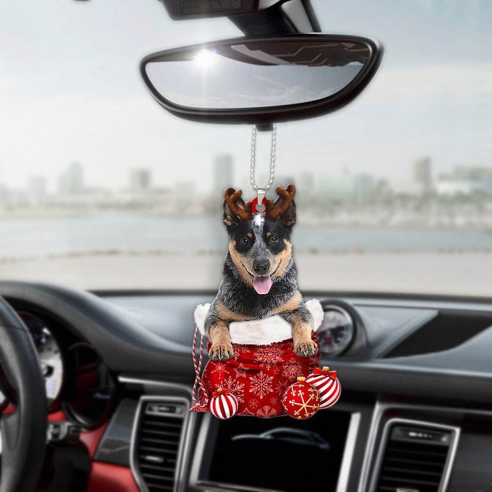 Australian Cattle Dog In Snow Pocket Christmas Car Hanging Ornament Lasfour Ornaments SO1507