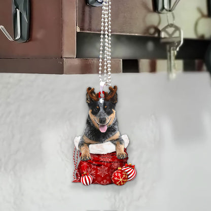 Australian Cattle Dog In Snow Pocket Christmas Car Hanging Ornament Lasfour Ornaments SO1507