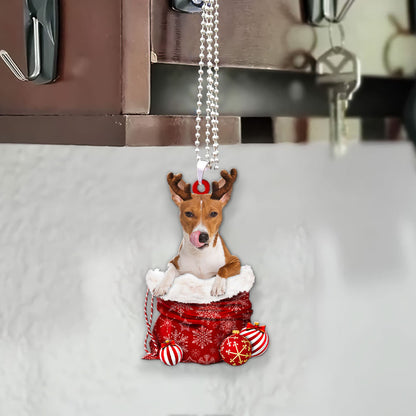 Basenji In Snow Pocket Christmas Car Hanging Ornament Lasfour Ornaments OO1197