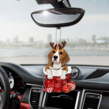 Beagle In Snow Pocket Christmas Car Hanging Ornament Lasfour Ornaments OO1190