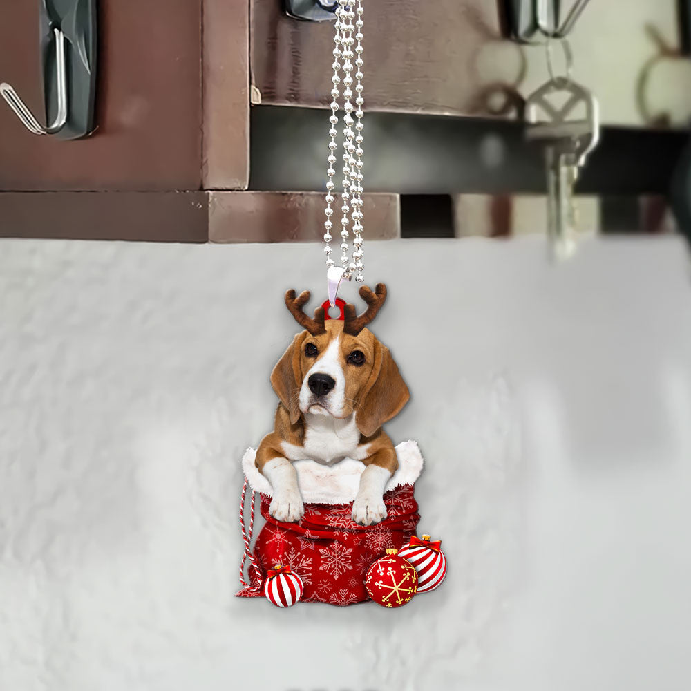 Beagle In Snow Pocket Christmas Car Hanging Ornament Lasfour Ornaments OO1190