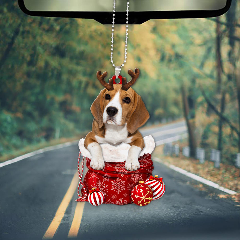 Beagle In Snow Pocket Christmas Car Hanging Ornament Lasfour Ornaments OO1190