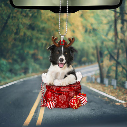 Border Collie In Snow Pocket Christmas Car Hanging Ornament Lasfour Ornaments SO1506