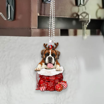 Boxer In Snow Pocket Christmas Car Hanging Ornament Lasfour Ornaments OO1188