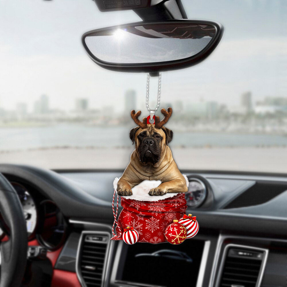 Bullmastiff In Snow Pocket Christmas Car Hanging Ornament Lasfour Ornaments OO1204