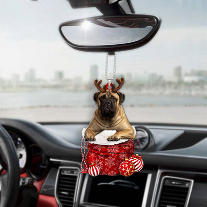 Bullmastiff In Snow Pocket Christmas Car Hanging Ornament Lasfour Ornaments OO1204