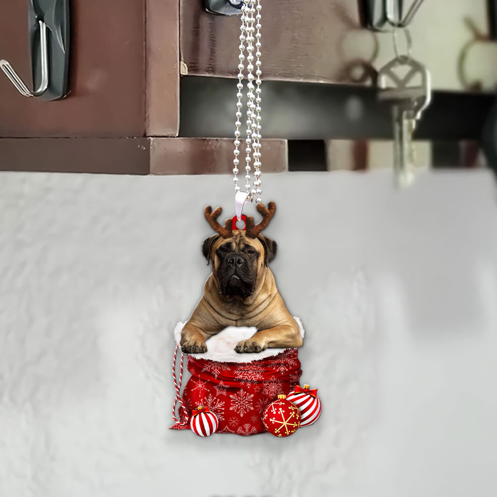 Bullmastiff In Snow Pocket Christmas Car Hanging Ornament Lasfour Ornaments OO1204