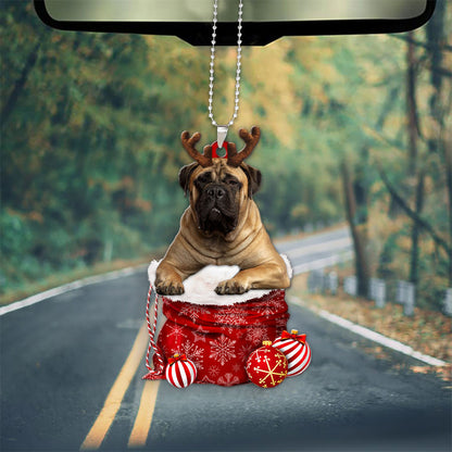 Bullmastiff In Snow Pocket Christmas Car Hanging Ornament Lasfour Ornaments OO1204