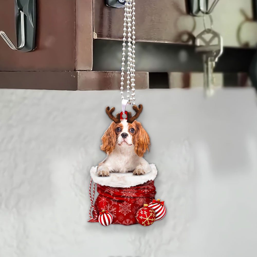 Cavalier King Charles Spaniel In Snow Pocket Christmas Car Hanging Ornament Lasfour Ornaments OO1207