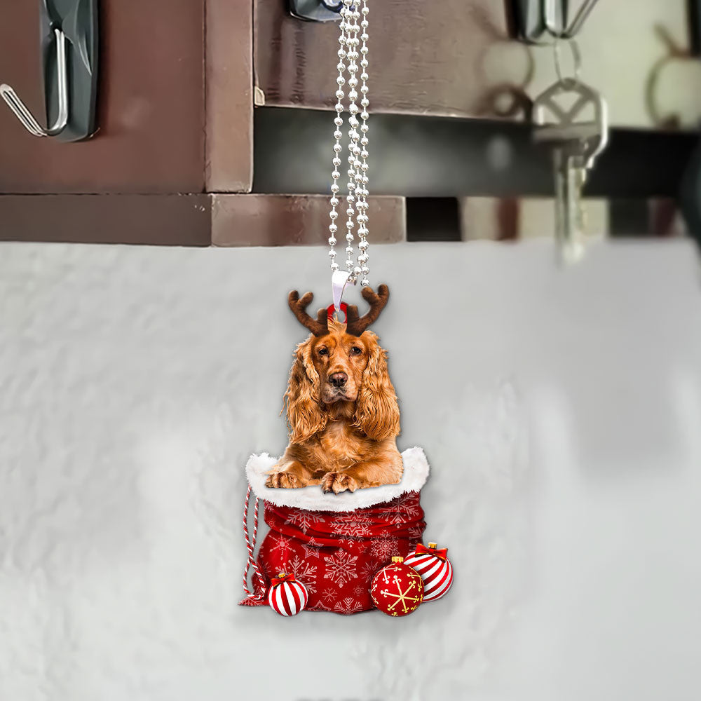 Cocker Spaniel In Snow Pocket Christmas Car Hanging Ornament Lasfour Ornaments OO1212