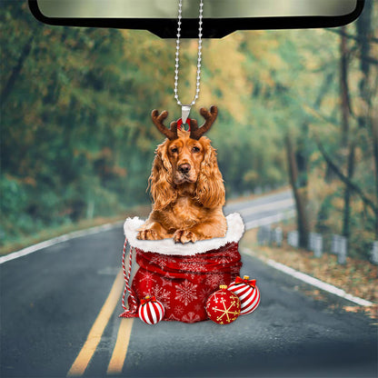 Cocker Spaniel In Snow Pocket Christmas Car Hanging Ornament Lasfour Ornaments OO1212