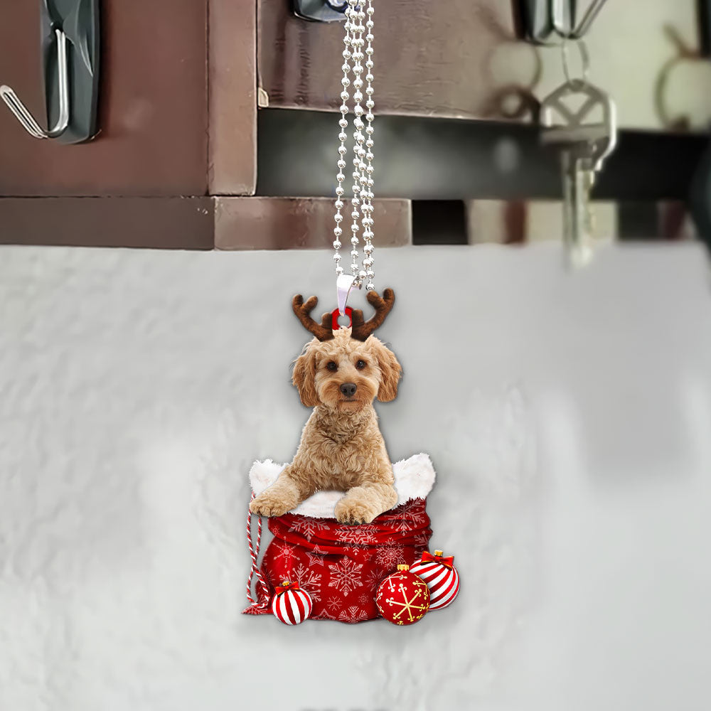 Cockapoo In Snow Pocket Christmas Car Hanging Ornament Lasfour Ornaments OO1211