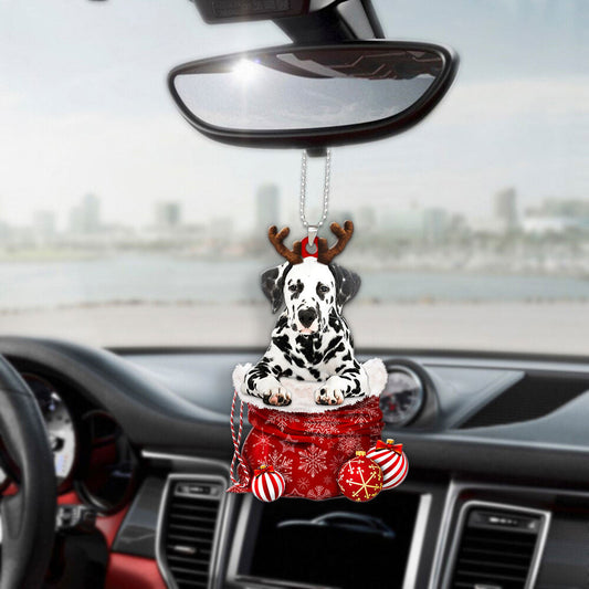 Dalmatian In Snow Pocket Christmas Car Hanging Ornament Lasfour Ornaments OO1214