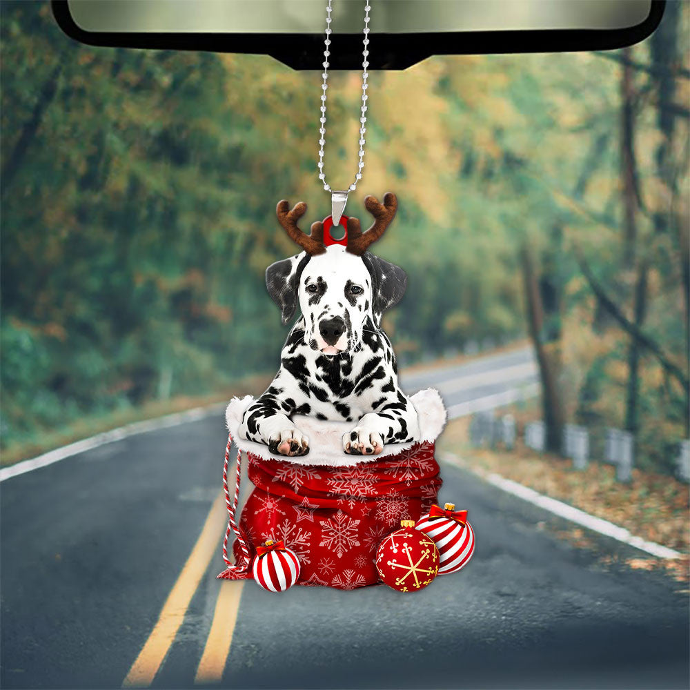 Dalmatian In Snow Pocket Christmas Car Hanging Ornament Lasfour Ornaments OO1214