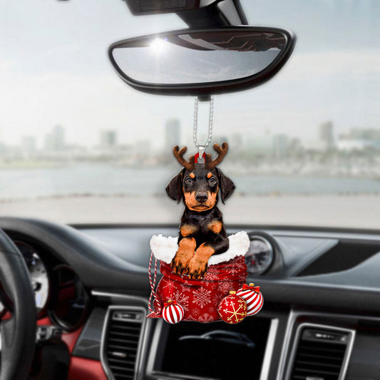 Doberman Pinscher In Snow Pocket Christmas Car Hanging Ornament Lasfour Ornaments OO1215