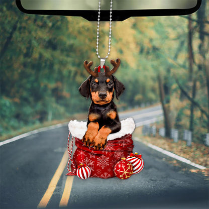 Doberman Pinscher In Snow Pocket Christmas Car Hanging Ornament Lasfour Ornaments OO1215