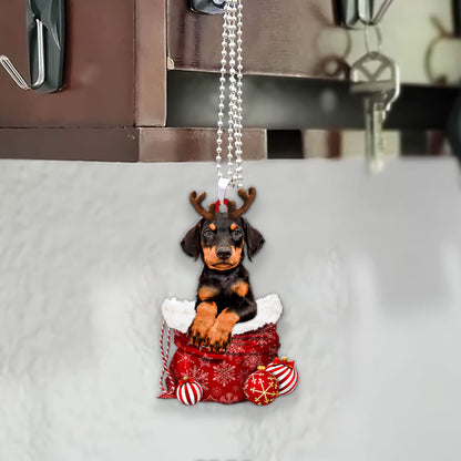 Doberman Pinscher In Snow Pocket Christmas Car Hanging Ornament Lasfour Ornaments OO1215