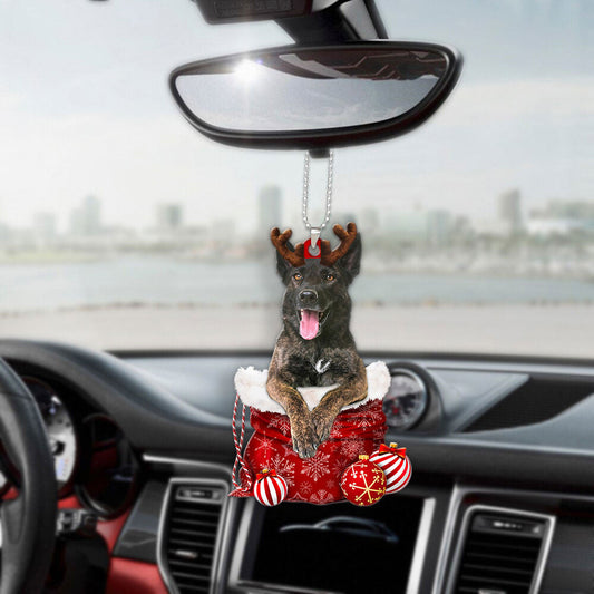 Dutch Shepherd In Snow Pocket Christmas Car Hanging Ornament Lasfour Ornaments SO1090