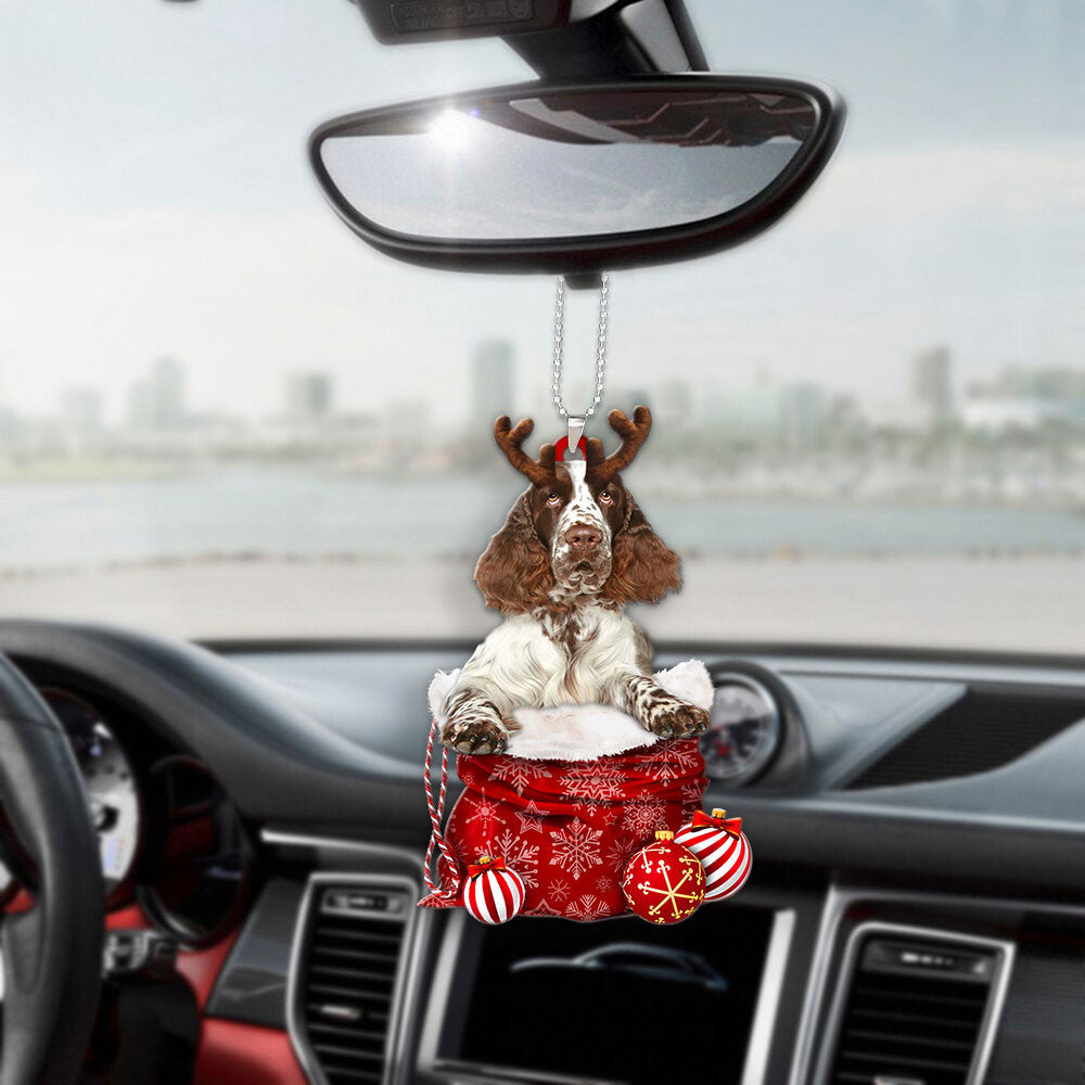 English Springer Spaniel In Snow Pocket Christmas Car Hanging Ornament Lasfour Ornaments OO1218